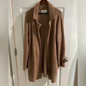 Liverpool Womens Camel Fuzzy Open Front Cardigan Sweater Coat Size XL